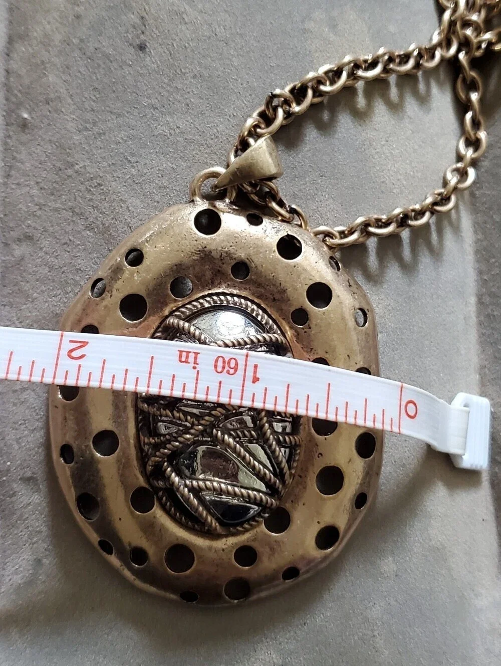 Reve Bronze Silver Tone Rope Egg Medallion Necklace Earrings